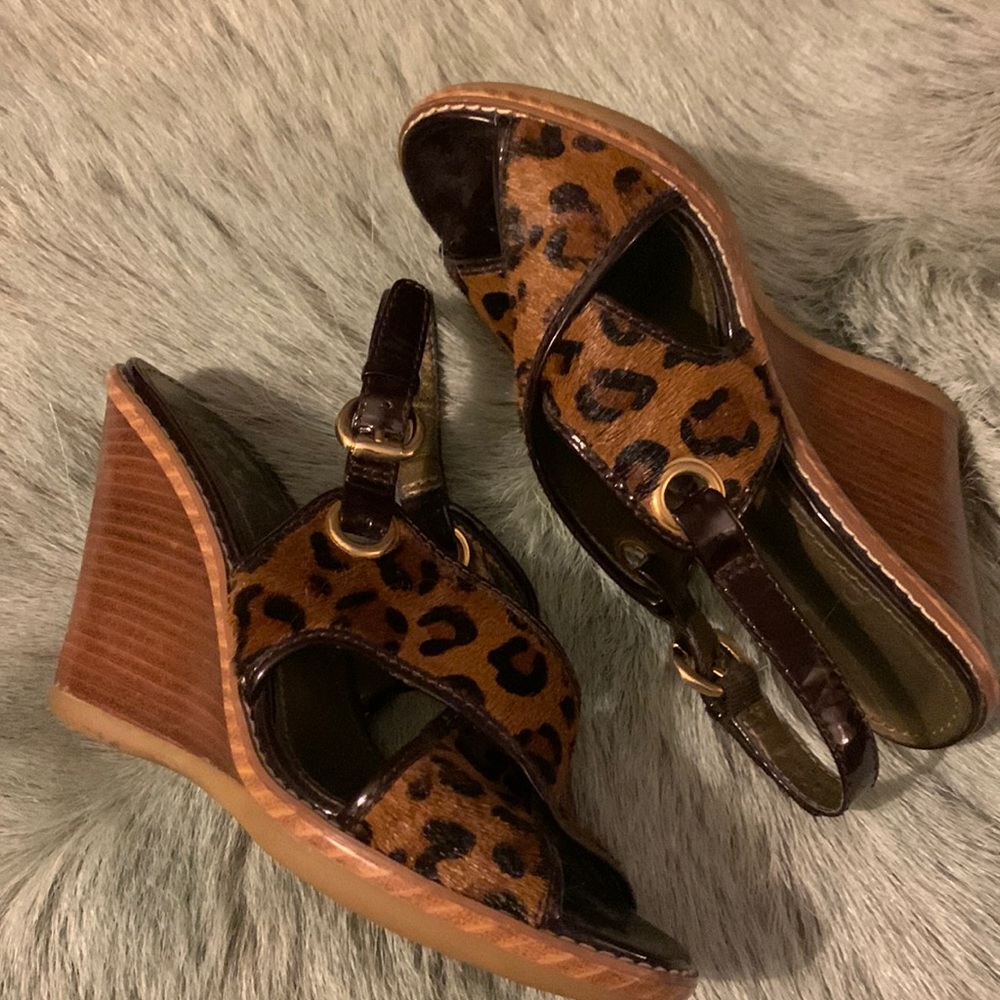Paolo leopard wedge Sandals size 6